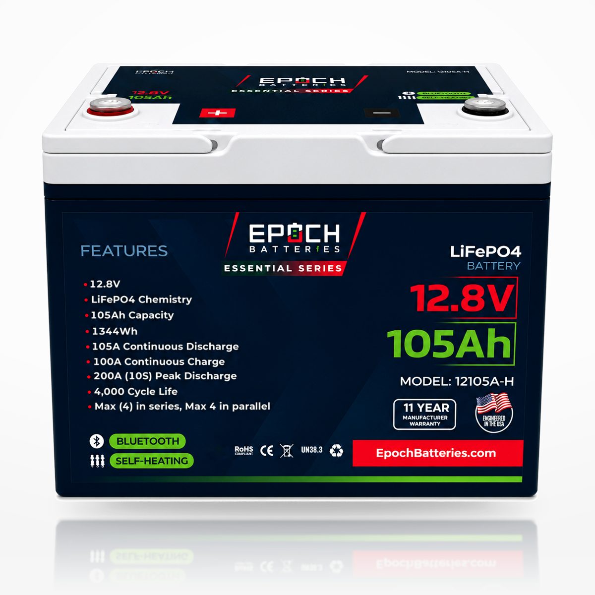 Epoch 12V 105Ah Essential Series LiFePO4 Battery (1.34kWh)