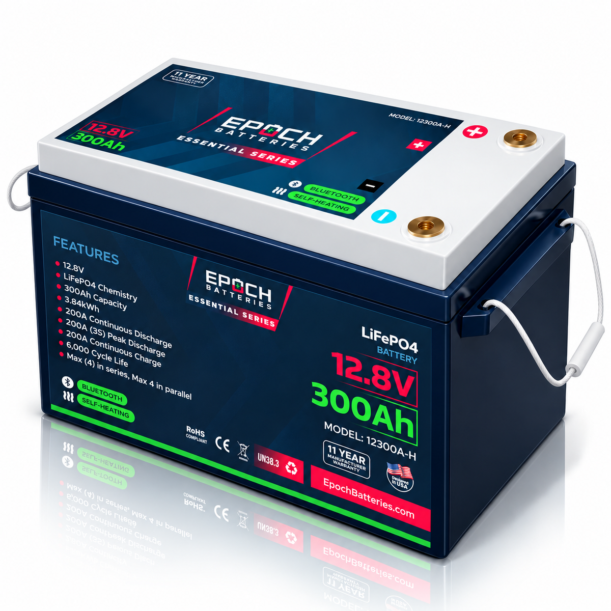 Epoch 12V 300Ah Essential Series LiFePO4 Battery (3.84kWh)