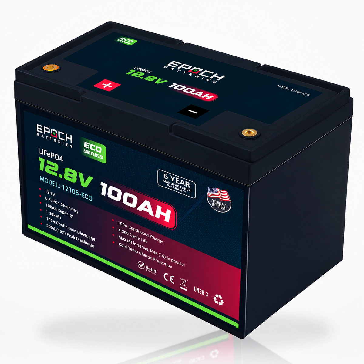 Epoch 12V 100Ah Eco Series LiFePO4 Battery (1.28kWh)